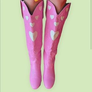 Pink & White heart cowboy boots